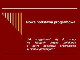 nowa podstawa programowa