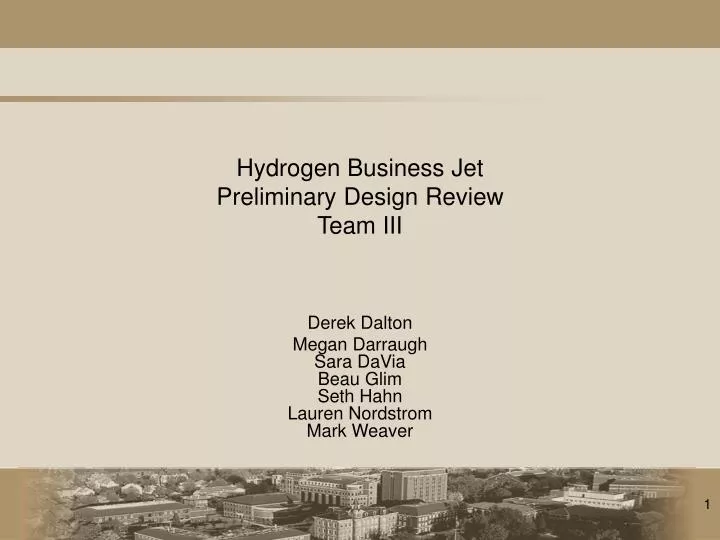 hydrogen business jet preliminary design review team iii