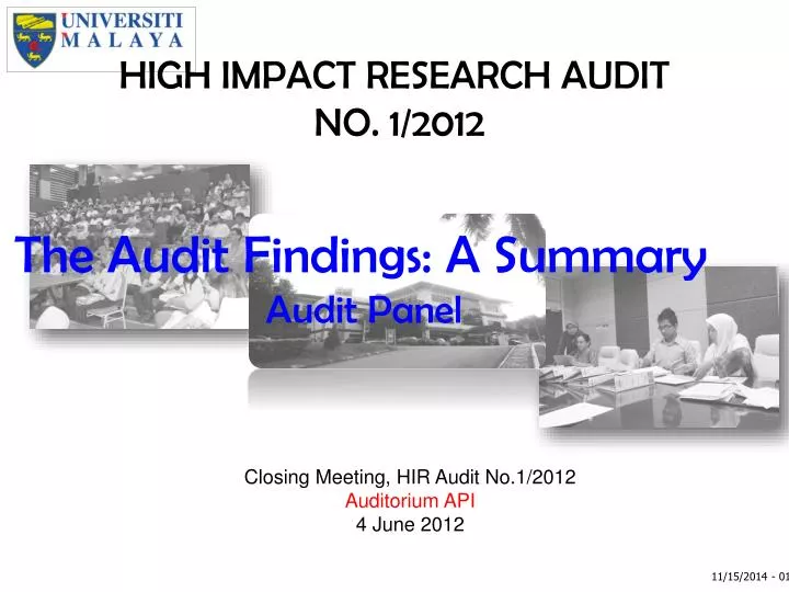 high impact research audit no 1 2012