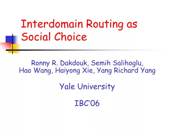 interdomain routing as social choice