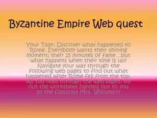 Byzantine Empire Web quest