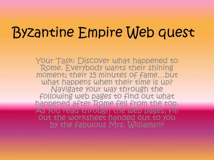 byzantine empire web quest