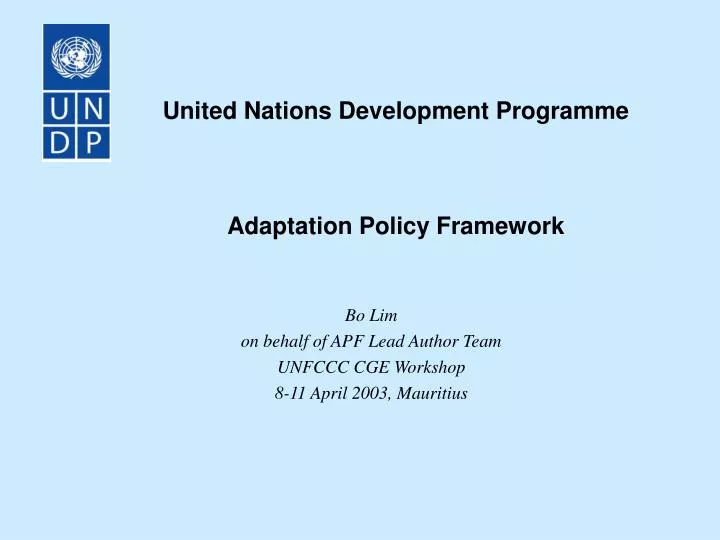 united nations development programme adaptation policy framework