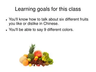 Learning goals for this class