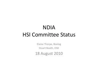 NDIA HSI Committee Status