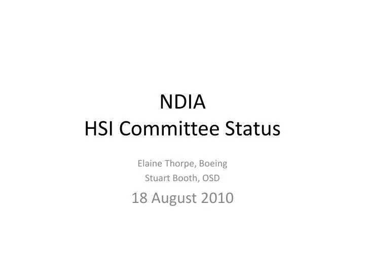 ndia hsi committee status