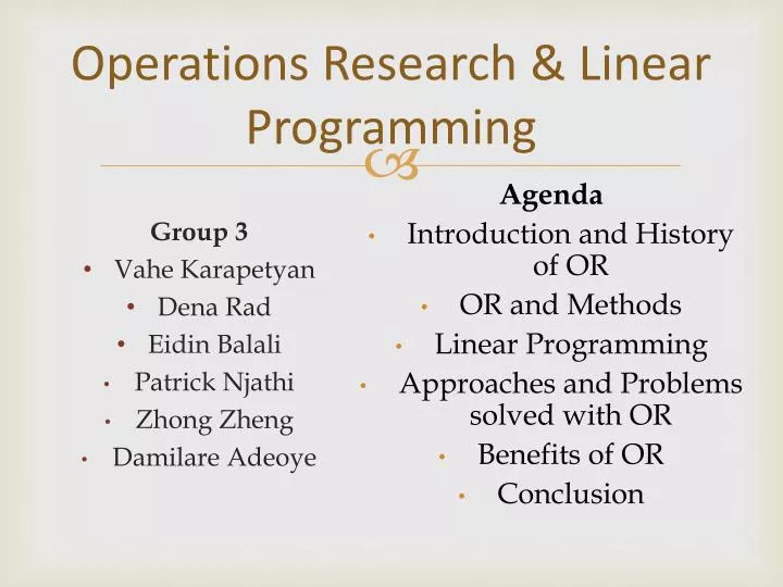 operations research linear programming