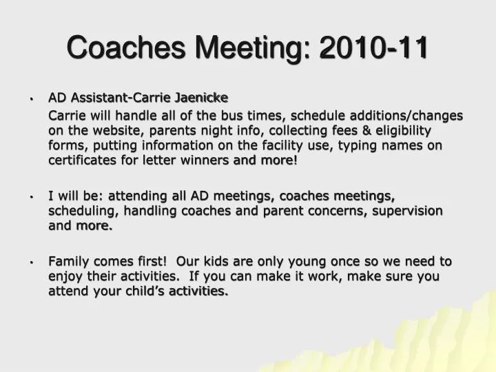 coaches meeting 2010 11