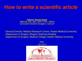 How to write a scientific article