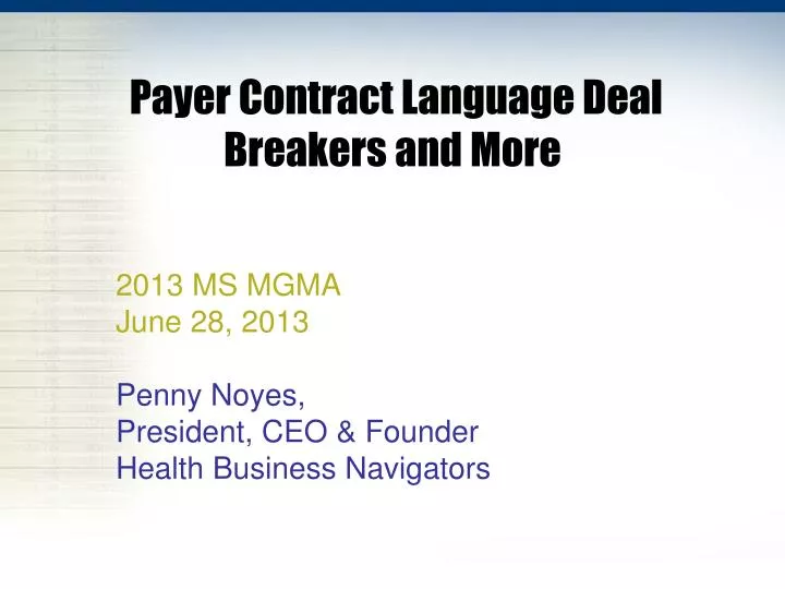 payer contract language deal breakers and more