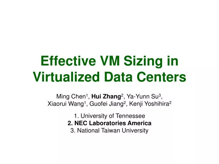 effective vm sizing in virtualized data centers