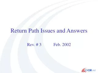 Return Path Issues and Answers