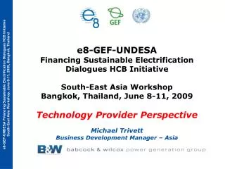 e8-GEF-UNDESA Financing Sustainable Electrification Dialogues HCB Initiative