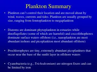 Plankton Summary