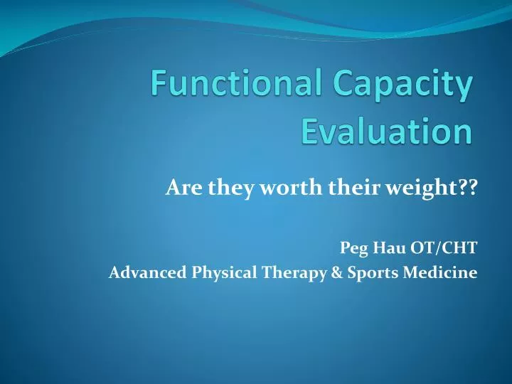 functional capacity evaluation