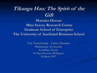 New Zealand today - Future Directions Philanthropy NZ Seminar Soundings Theatre