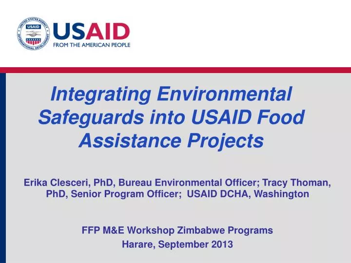integrating environmental safeguards into usaid food assistance projects
