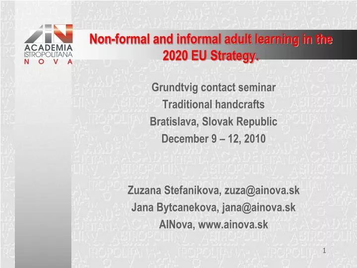 non formal and informal adult learning in the 2020 eu strategy