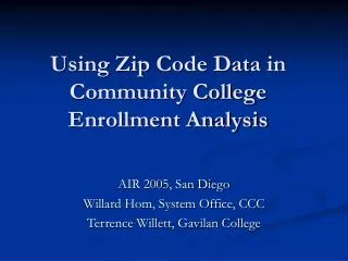 Using Zip Code Data in Community College Enrollment Analysis