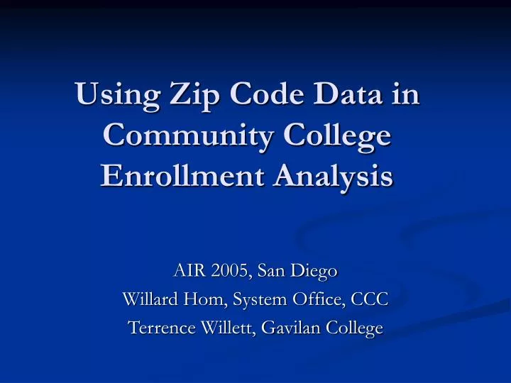 using zip code data in community college enrollment analysis