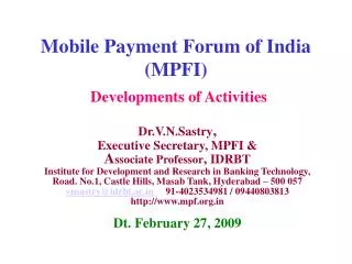 Mobile Payment Forum of India (MPFI)