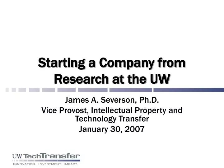 starting a company from research at the uw