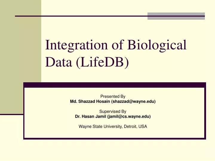 integration of biological data lifedb