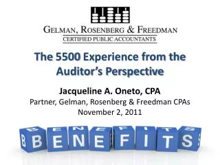 Jacqueline A. Oneto, CPA Partner, Gelman, Rosenberg &amp; Freedman CPAs