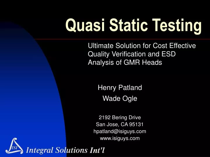 quasi static testing