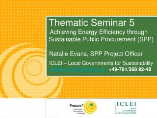 Thematic Seminar 5 - Achieving Energy Efficiency through Sustainable Public Procurement (SPP)