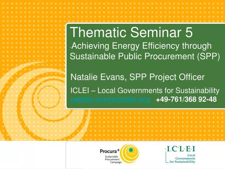 thematic seminar 5 achieving energy efficiency through sustainable public procurement spp