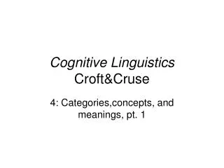 Cognitive Linguistics Croft&amp;Cruse