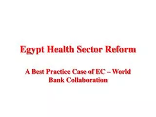Egypt Health Sector Reform