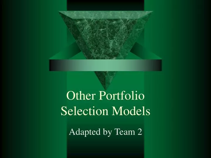 other portfolio selection models