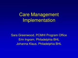 Care Management Implementation