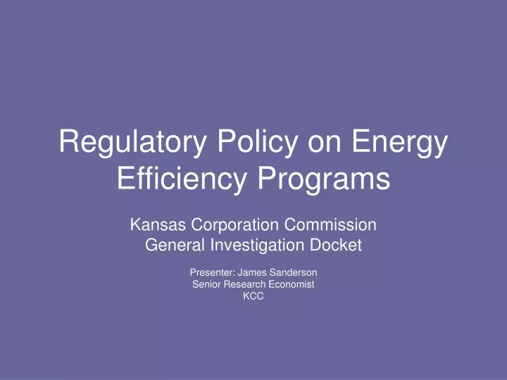 regulatory policy on energy efficiency programs