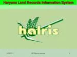 Haryana Land Records Information System