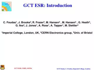 GCT ESR: Introduction