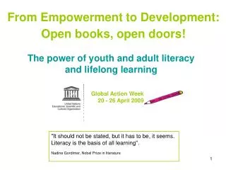 From Empowerment to Development: Open books, open doors!