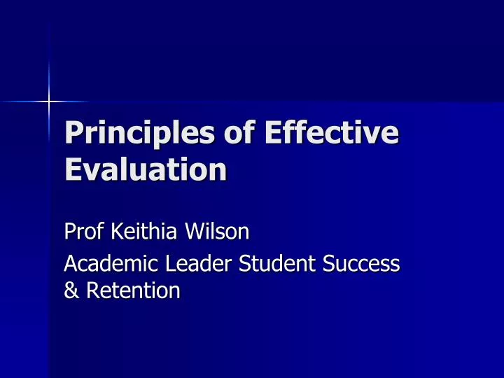 principles of effective evaluation