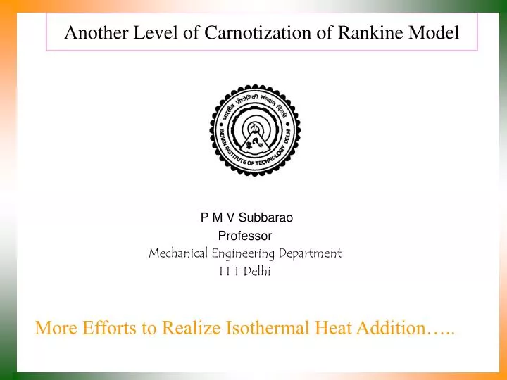 another level of carnotization of rankine model