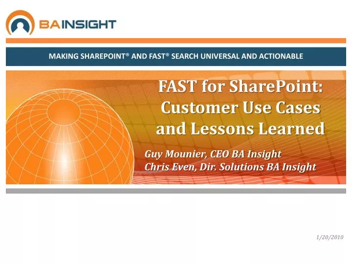 fast for sharepoint customer use cases and lessons learned