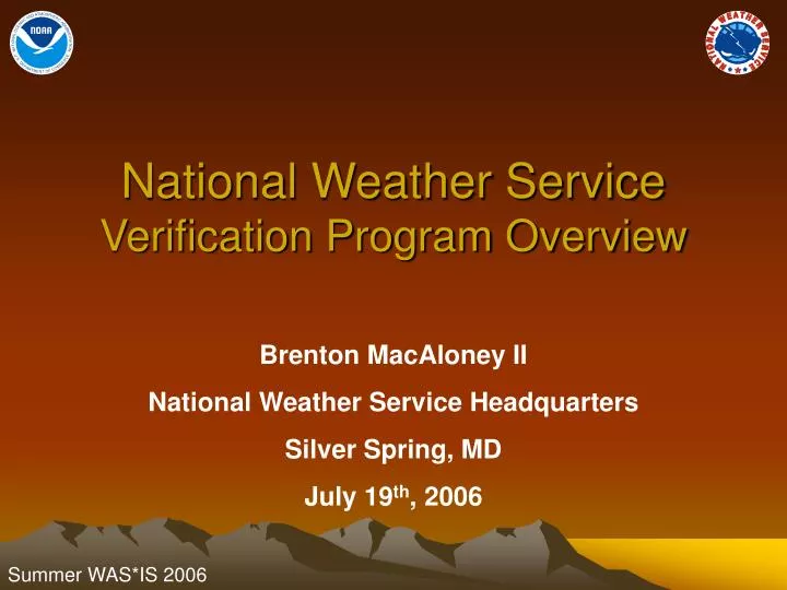 national weather service verification program overview