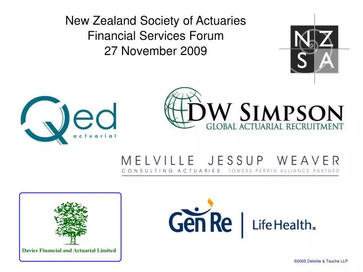 new zealand society of actuaries financial services forum 27 november 2009