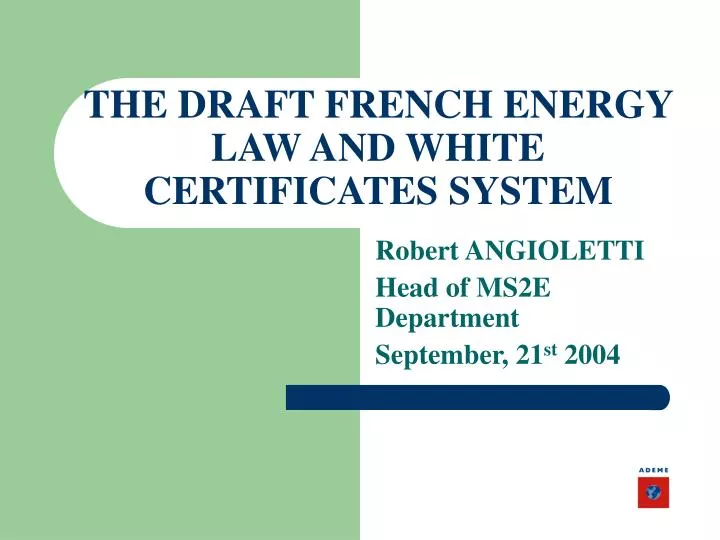 the draft french energy law and white certificates system