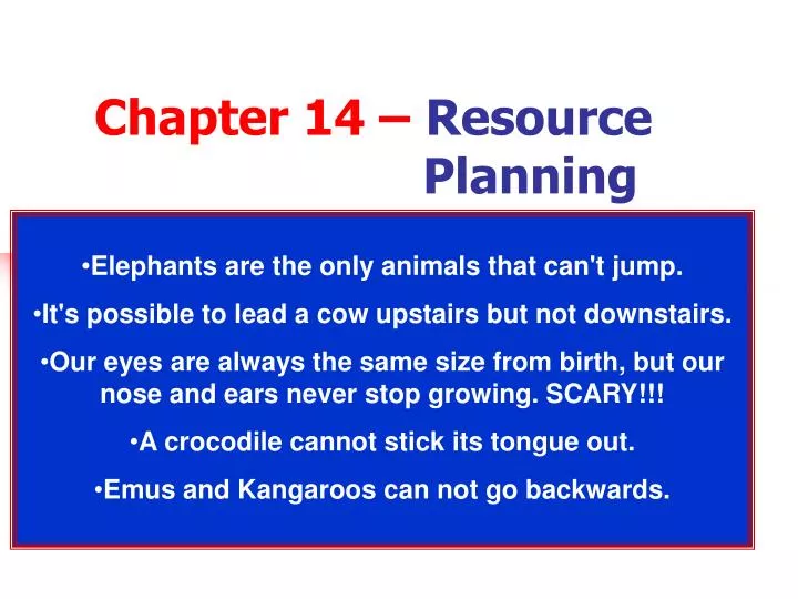 chapter 14 resource planning