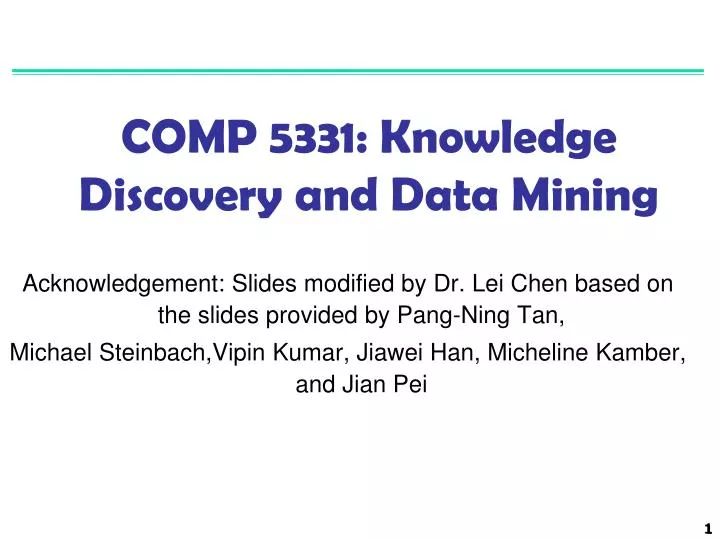 comp 5331 knowledge discovery and data mining