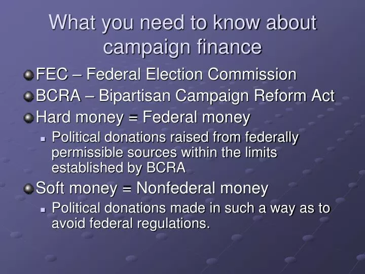 what you need to know about campaign finance