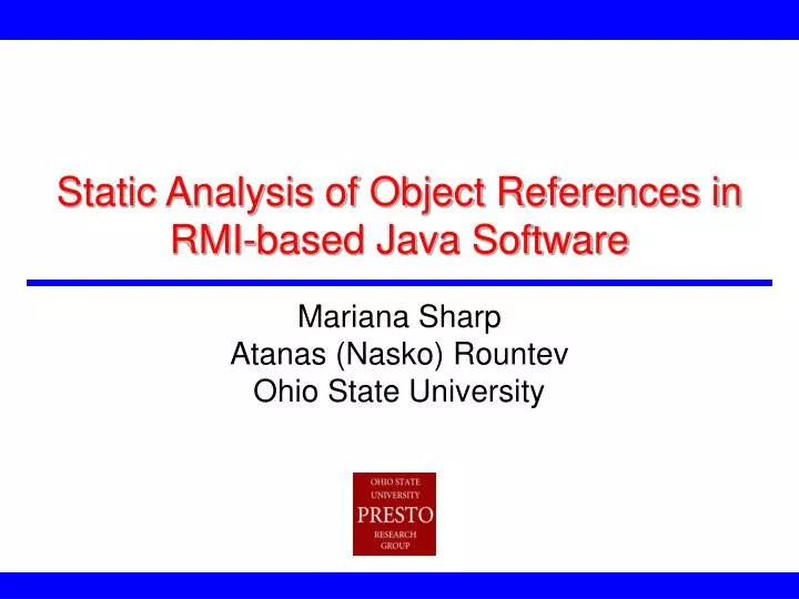 static analysis of object references in rmi based java software