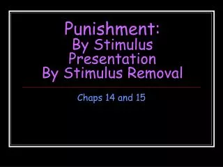 Punishment: By Stimulus Presentation By Stimulus Removal
